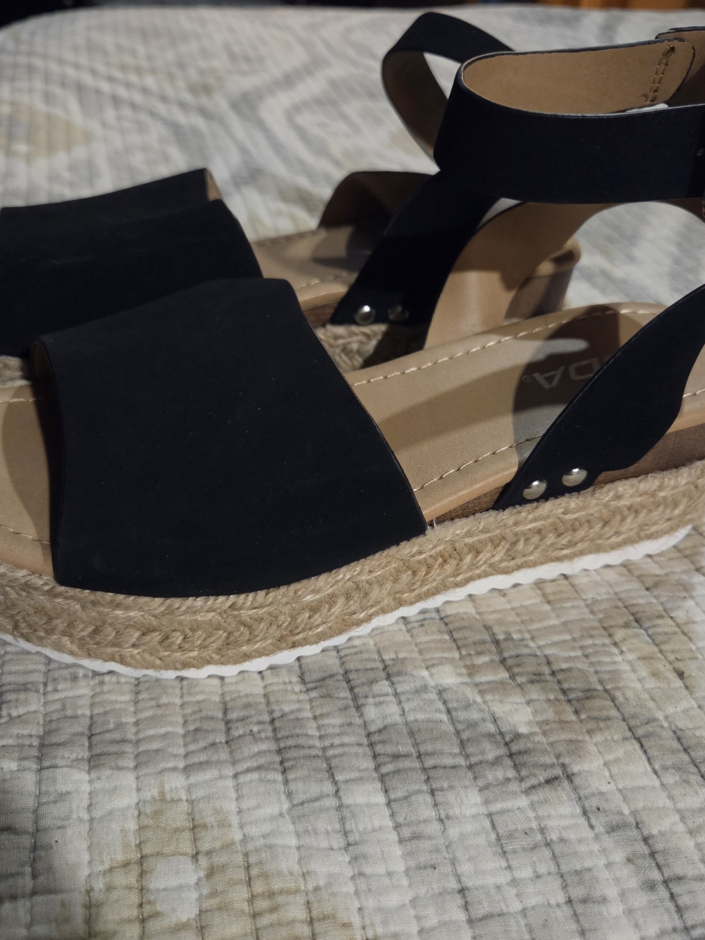 Soda Black Espadrille Platform Sandals